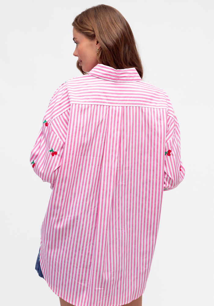 Load image into Gallery viewer, KIMMY BUTTON THROUGH SHIRT - PINK STRIPE