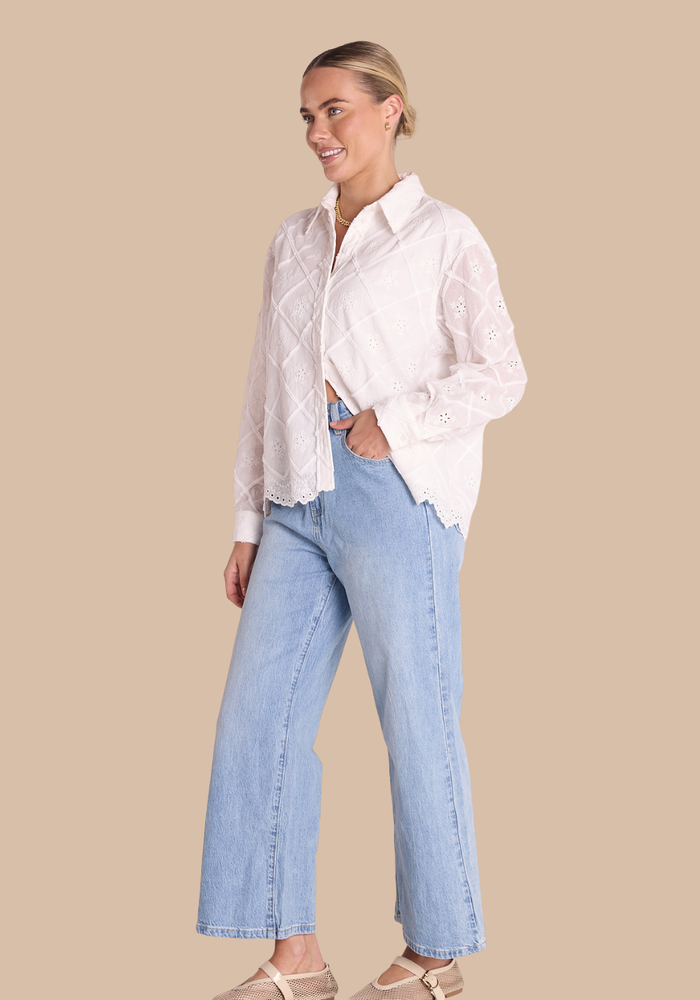 Load image into Gallery viewer, FEATHER + NOISE SIENNA LONG SLEEVE SHIRT - WHITE