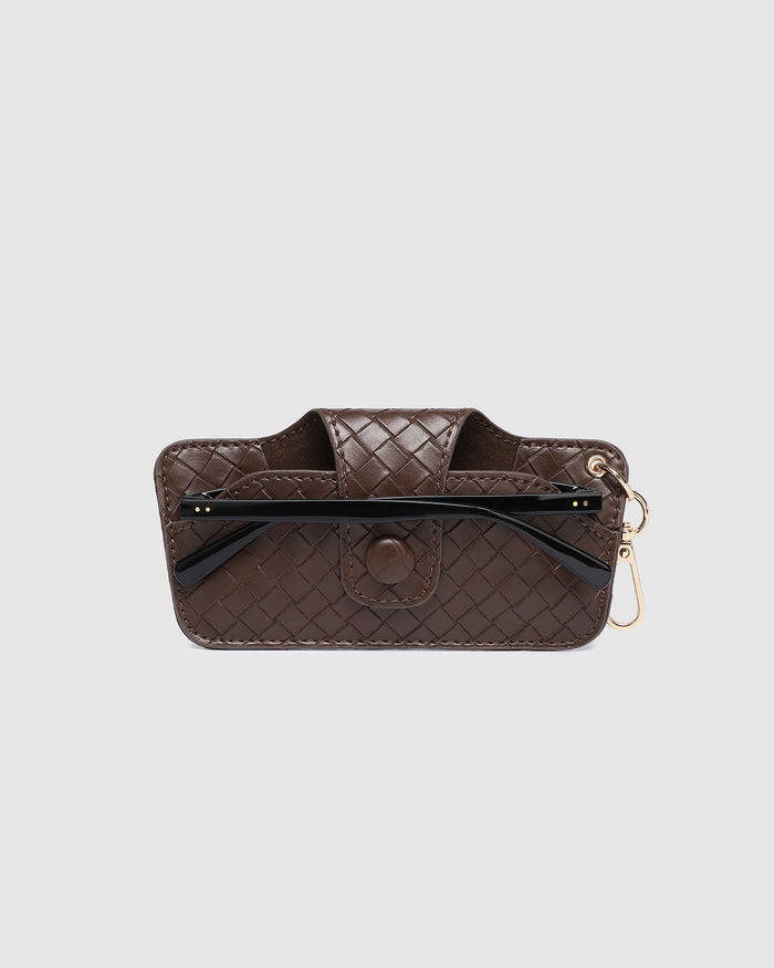 Load image into Gallery viewer, LOUENHIDE SKITTLE SUNGLASS CASE - WOVEN CHOCOLATE