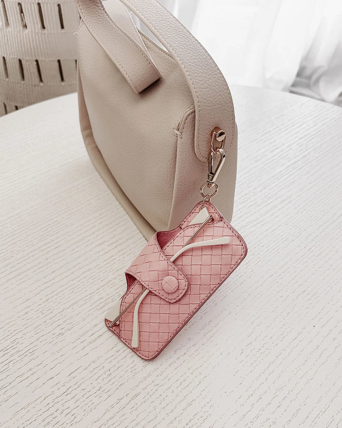 Load image into Gallery viewer, LOUENHIDE SKITTLE SUNGLASS CASE - WOVEN PASTEL PINK