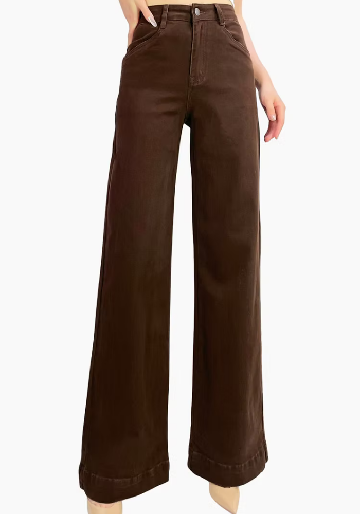 Load image into Gallery viewer, CASPER WIDE LEG JEANS - CHOCOLATE