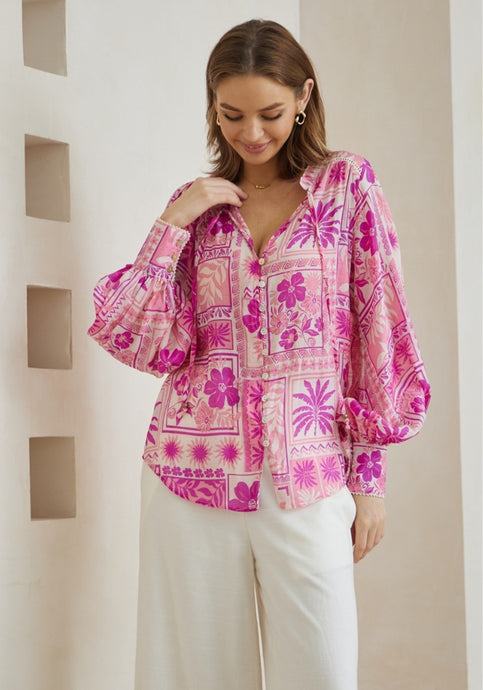 MINNIE RELAXED BLOUSE - PINK PRINT