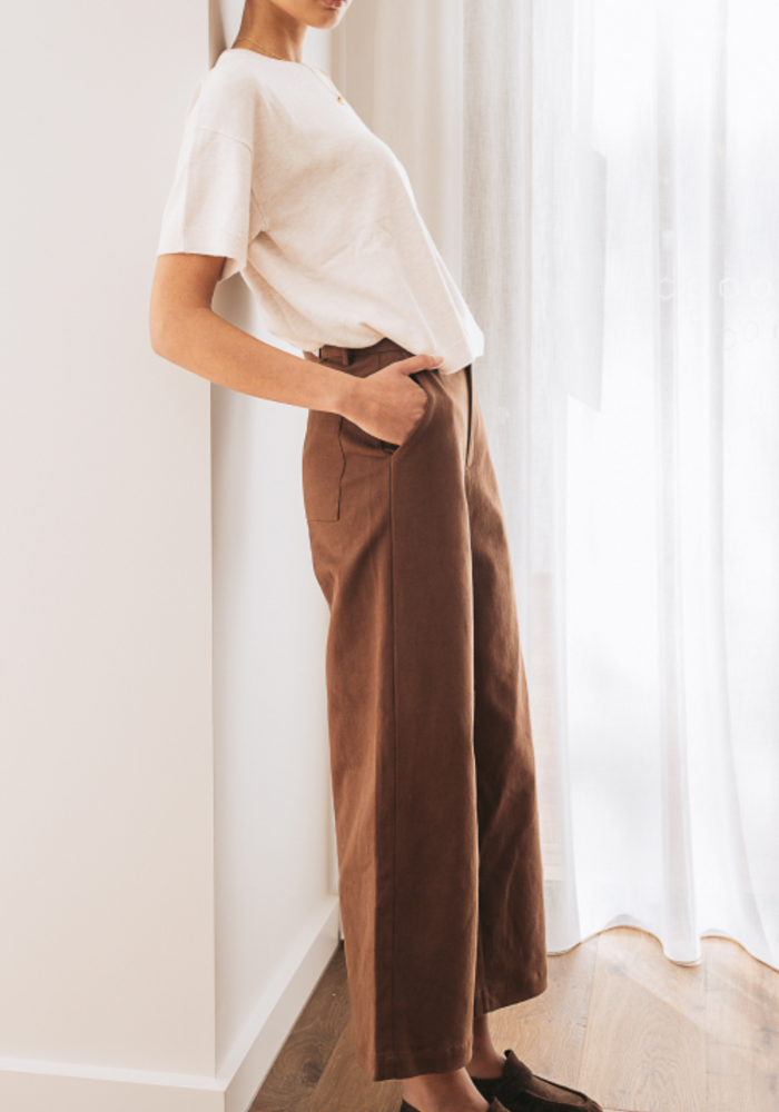 Load image into Gallery viewer, FEATHER + NOISE DARCY PANT - CHOCOLATE