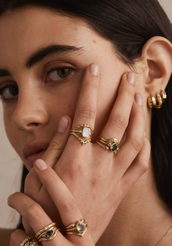 TONI MAY ROMY STACKER RING - MOONSTONE/GOLD