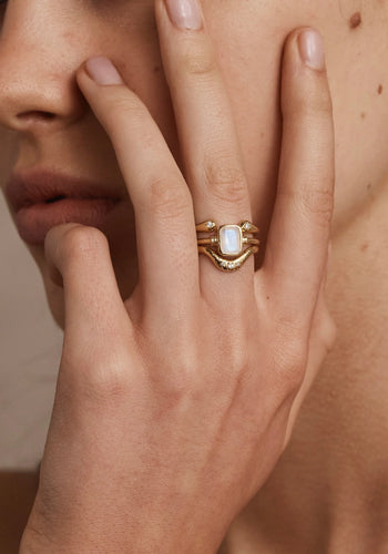 TONI MAY ROMY STACKER RING - MOONSTONE/GOLD