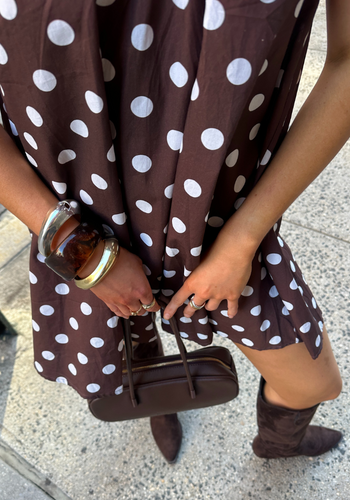 ZIVA A LINE MINI DRESS - CHOCOLATE SPOT