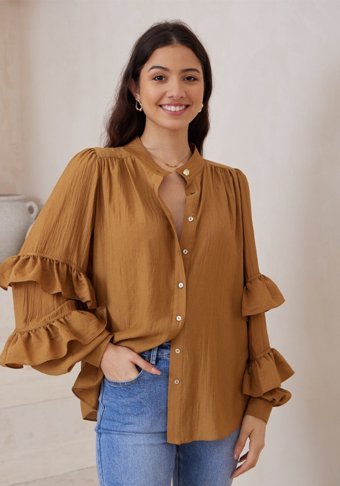 Load image into Gallery viewer, ASPEN BLOUSE - BROWN