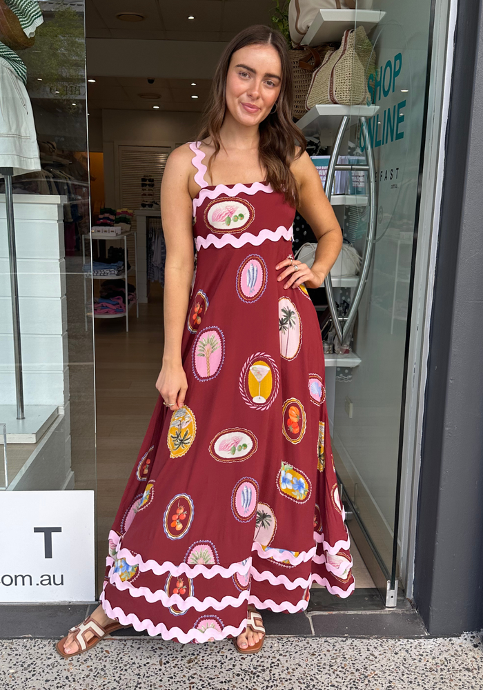 Load image into Gallery viewer, SHARNI MAXI DRESS - VACAY PRINT