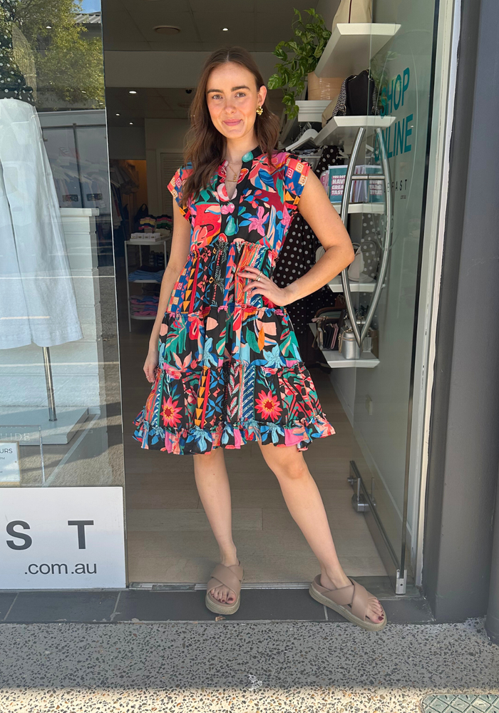 Load image into Gallery viewer, LULALIFE CHABELA TIERED DRESS - MULTI PRINT