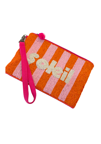 SOLEIL BEADED CLUTCH - ORANGE & PINK