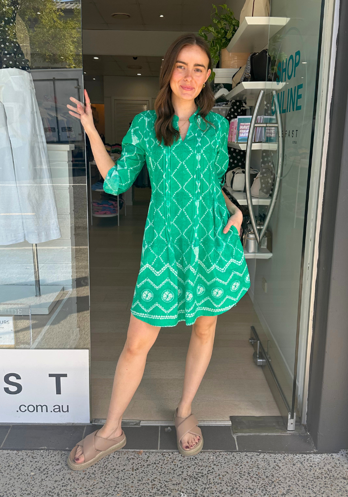 Load image into Gallery viewer, LULALIFE KUMO TUCK DRESS - SEA