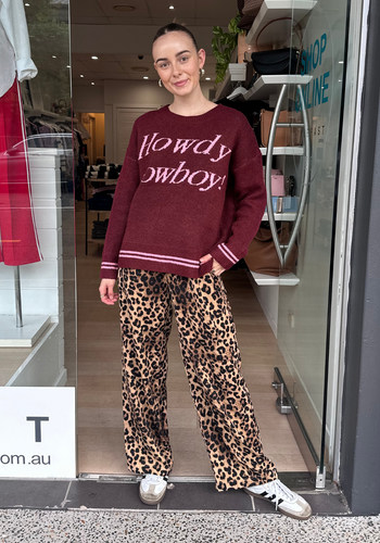 BY FRANKIE HOWDY COWBOY KNIT - MAROON
