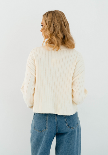LYRA HEART BUTTON CARDIGAN - CREAM