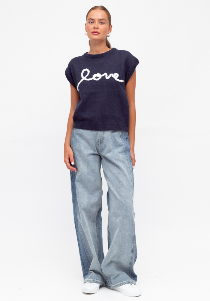 Load image into Gallery viewer, LOVER KNITED VEST - NAVY