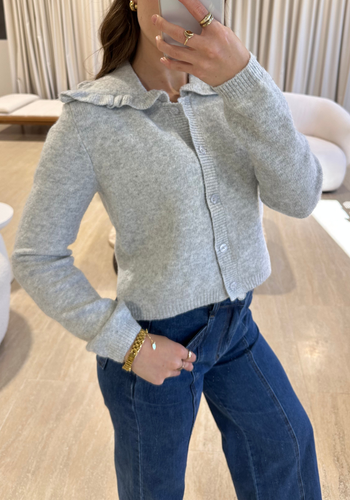 DINA FRILL COLLAR KNIT - GREY