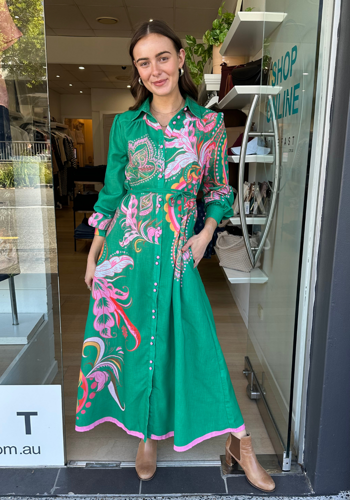 Load image into Gallery viewer, LA PALMA DRESS - GREEN PRINT