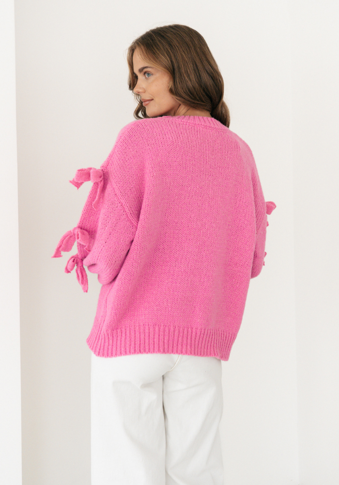Load image into Gallery viewer, GRETA BOW SLEEVE KNIT - LOLLIE PINK