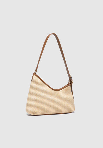 LOUNEHIDE AMELIA SHOULDER BAG - RAFFIA/TAN
