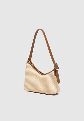 LOUNEHIDE AMELIA SHOULDER BAG - RAFFIA/TAN