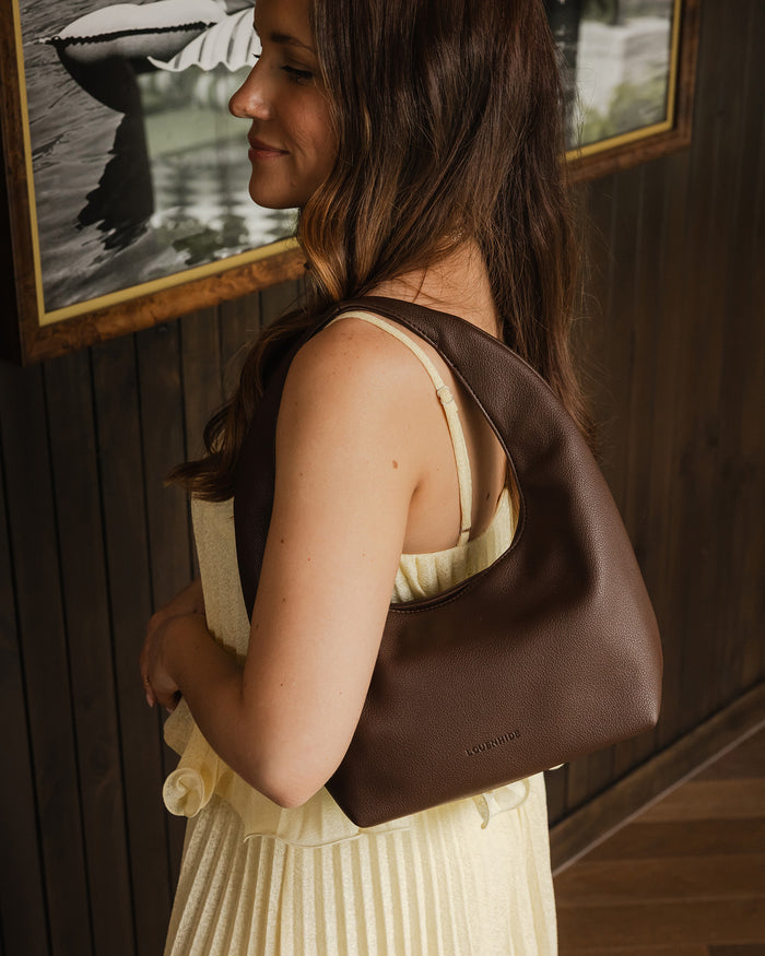 Load image into Gallery viewer, LOUENHIDE MINI MONACO SHOULDER BAG - CHOCOLATE