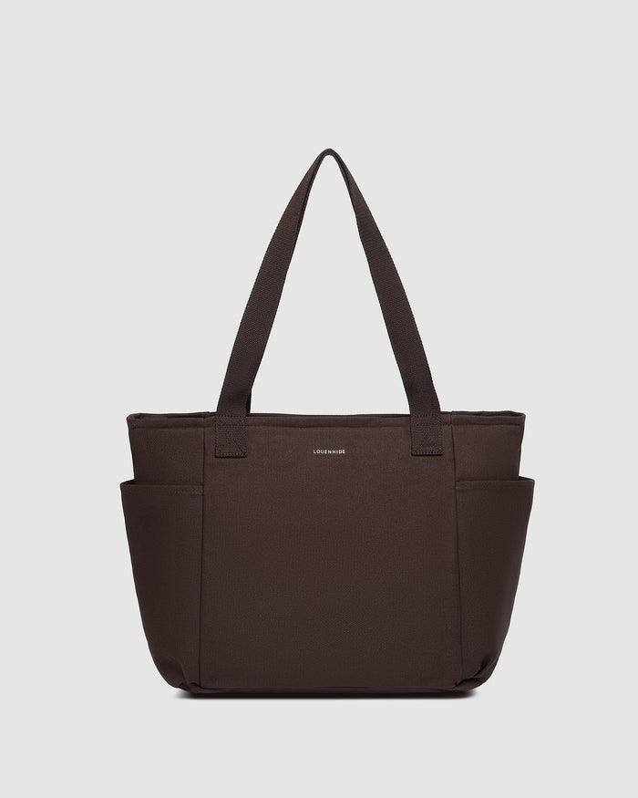 Load image into Gallery viewer, LOUENHIDE CHARLOTTE CANVAS TOTE BAG - CHOCOLATE