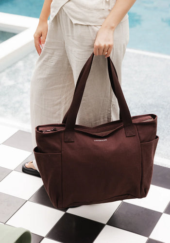 LOUENHIDE CHARLOTTE CANVAS TOTE BAG - CHOCOLATE