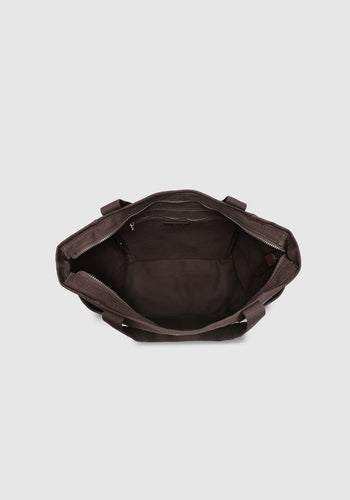 LOUENHIDE CHARLOTTE CANVAS TOTE BAG - CHOCOLATE