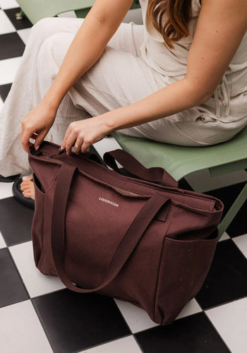 LOUENHIDE CHARLOTTE CANVAS TOTE BAG - CHOCOLATE