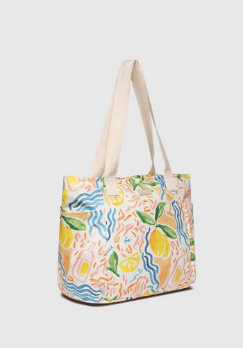 LOUENHIDE CHARLOTTE CANVAS TOTE BAG - LEMON PRINT