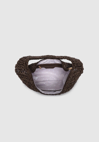 LOUENHIDE NELLIE SHOULDER BAG - CHOCOLATE RAFFIA