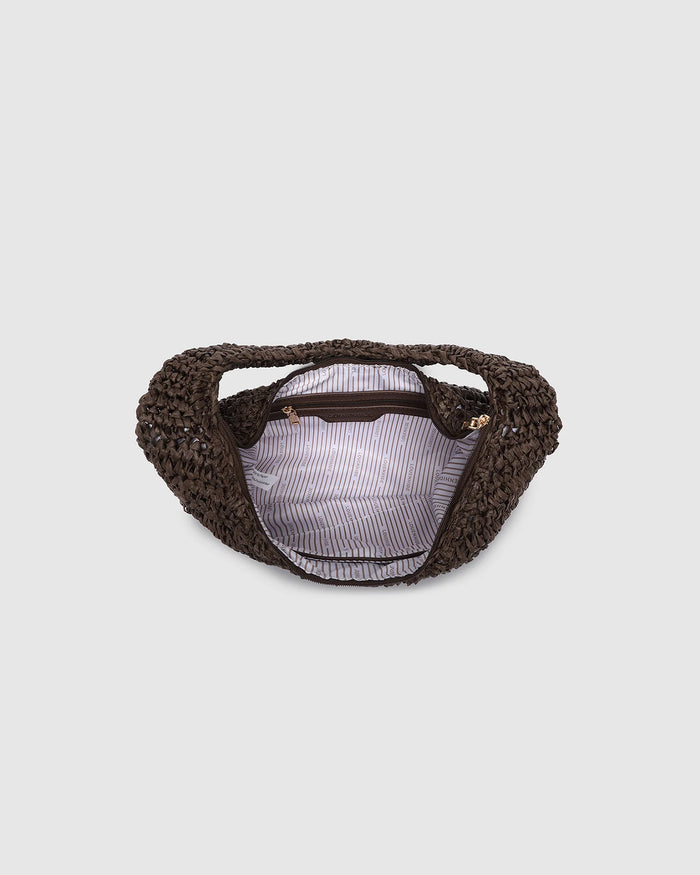 Load image into Gallery viewer, LOUENHIDE NELLIE SHOULDER BAG - CHOCOLATE RAFFIA