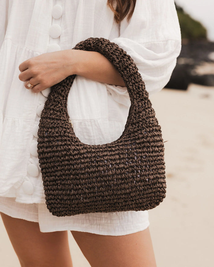 Load image into Gallery viewer, LOUENHIDE NELLIE SHOULDER BAG - CHOCOLATE RAFFIA