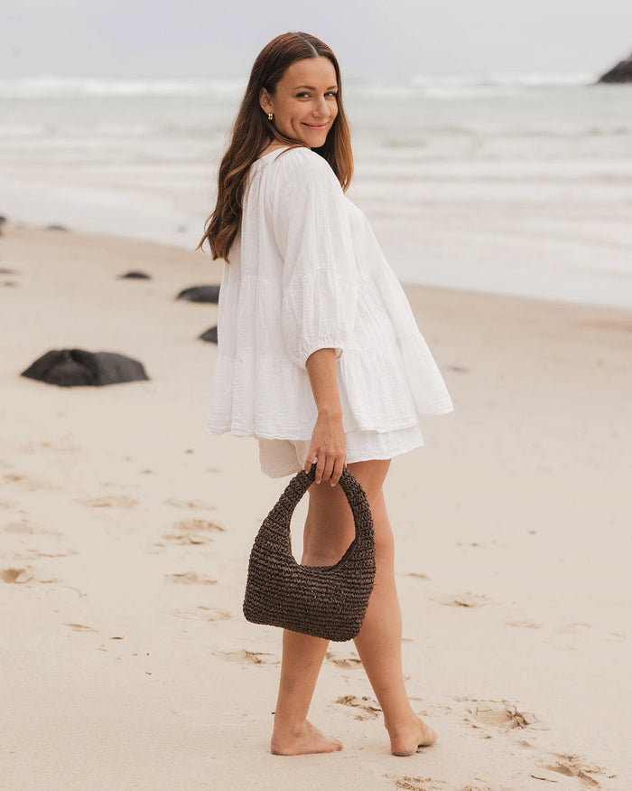 Load image into Gallery viewer, LOUENHIDE NELLIE SHOULDER BAG - CHOCOLATE RAFFIA