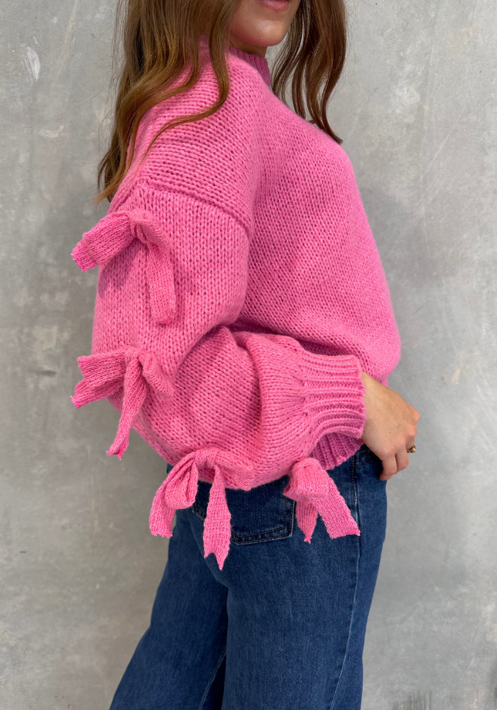 Load image into Gallery viewer, GRETA BOW SLEEVE KNIT - LOLLIE PINK