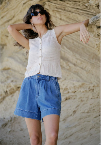 CERES LIFE FRONT PLEAT SHORT - WASHED INDIGO