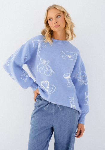 NESSIE OVERSIZED KNIT - BLUE & WHITE