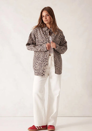 CERES LIFE BOBBI SIDE POCKET DENIM SHACKET - LEOPARD