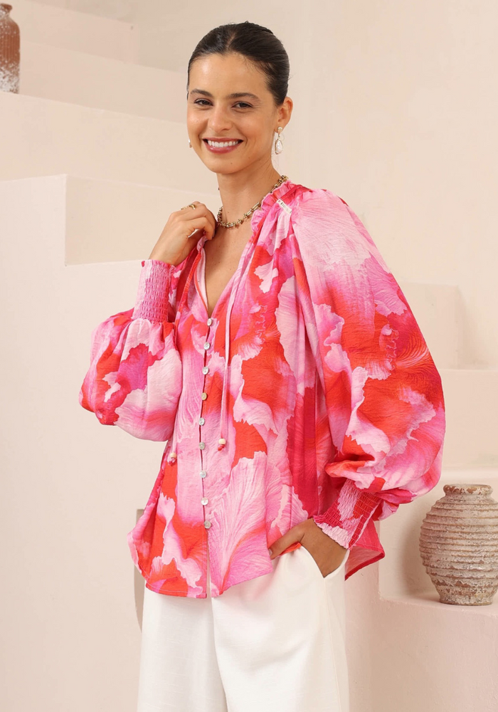 Load image into Gallery viewer, OLIVIA BLOUSE - PINK PRINT