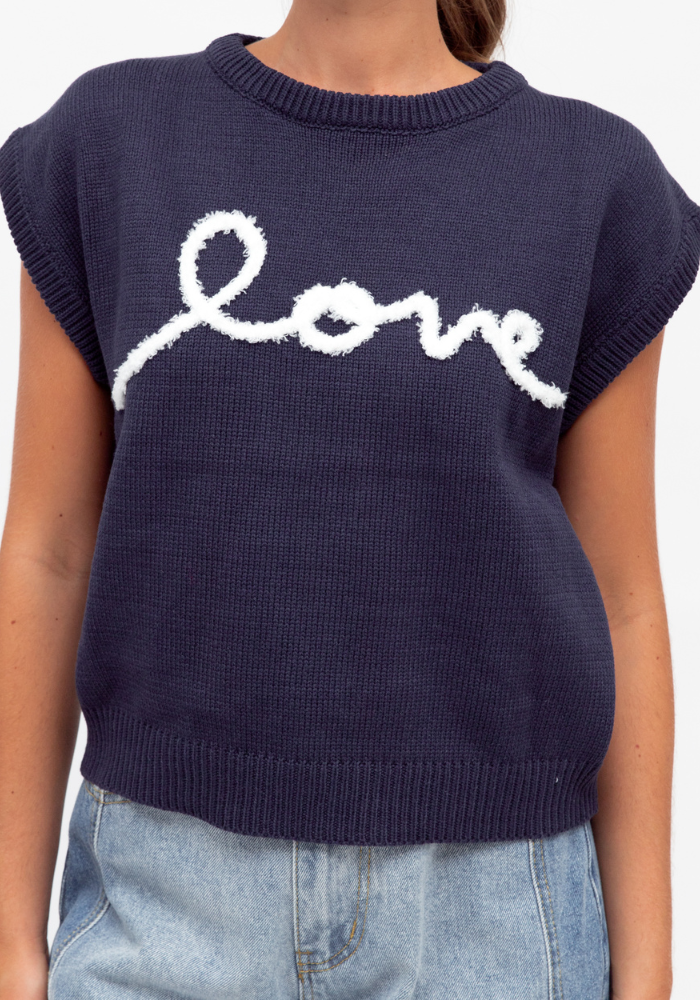 Load image into Gallery viewer, LOVER KNITED VEST - NAVY