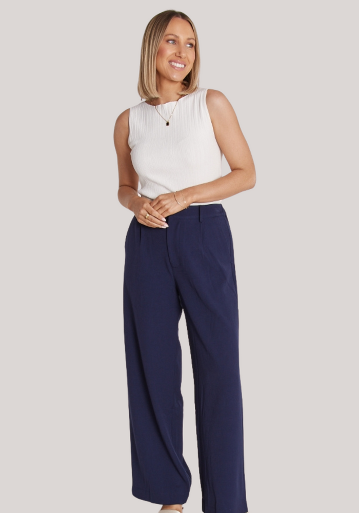 Load image into Gallery viewer, FEATHER + NOISE ANDIE PANT - NAVY