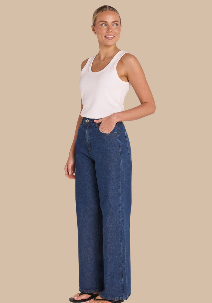 Load image into Gallery viewer, FEATHER + NOISE CASSIE WIDE LEG JEAN - INDIGO BLUE