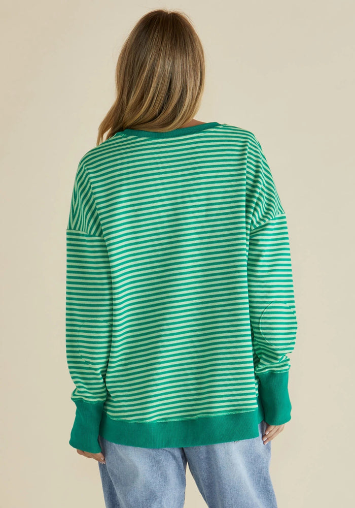 Load image into Gallery viewer, BETTY BASICS COVE SWEAT - GREEN STRIPE