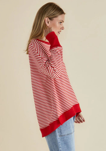 BETTY BASICS COVE SWEAT - RED STRIPE