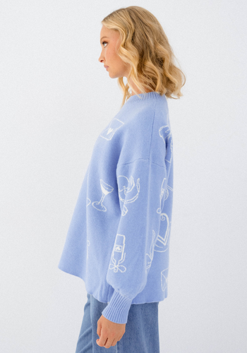 NESSIE OVERSIZED KNIT - BLUE & WHITE