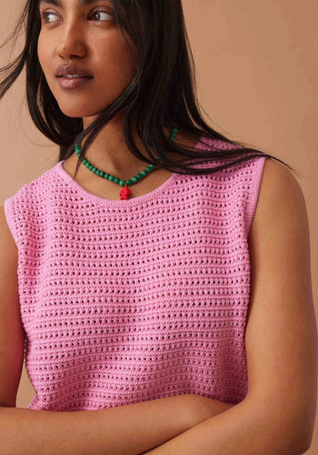 CERES LIFE MARGOT MESH KNIT TANK - HIBISCUS PINK