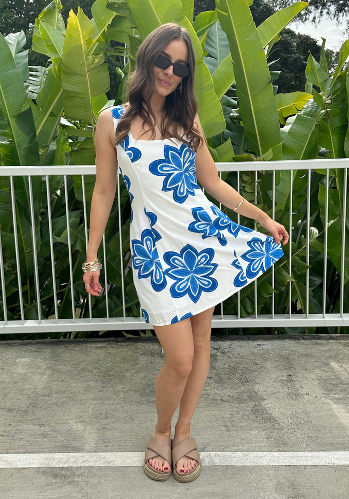 Load image into Gallery viewer, SORRENTO MINI DRESS - BLUE PRINT