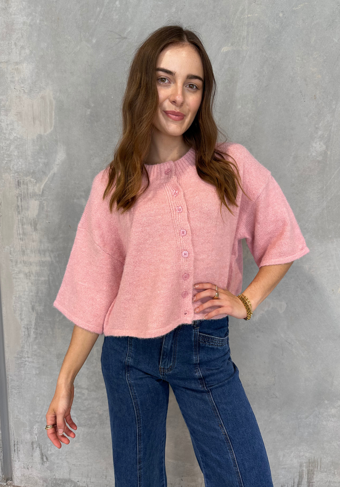 Load image into Gallery viewer, DAISY CROPPED CARDIGAN - PINK