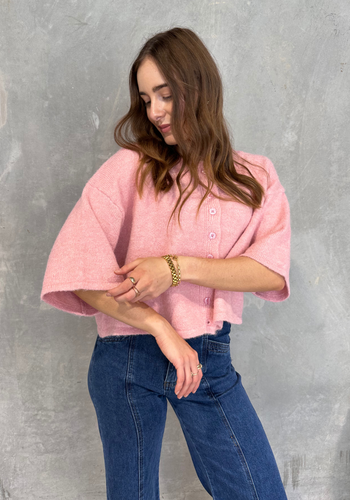 DAISY CROPPED CARDIGAN - PINK