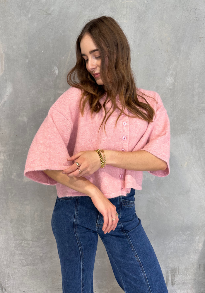 Load image into Gallery viewer, DAISY CROPPED CARDIGAN - PINK
