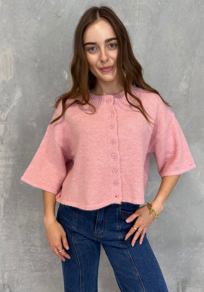 Load image into Gallery viewer, DAISY CROPPED CARDIGAN - PINK